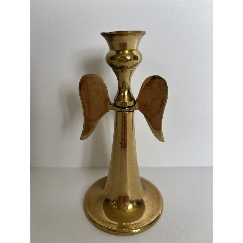 Vintage Solid Brass Angel Candle Holder,‎ 4.5" Tall X 2.5" Widest Made in India